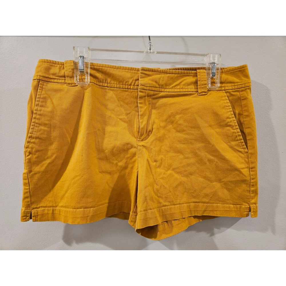New York & Company Womens Mustard Yellow Chino Shorts Cotton Stretch Size 10